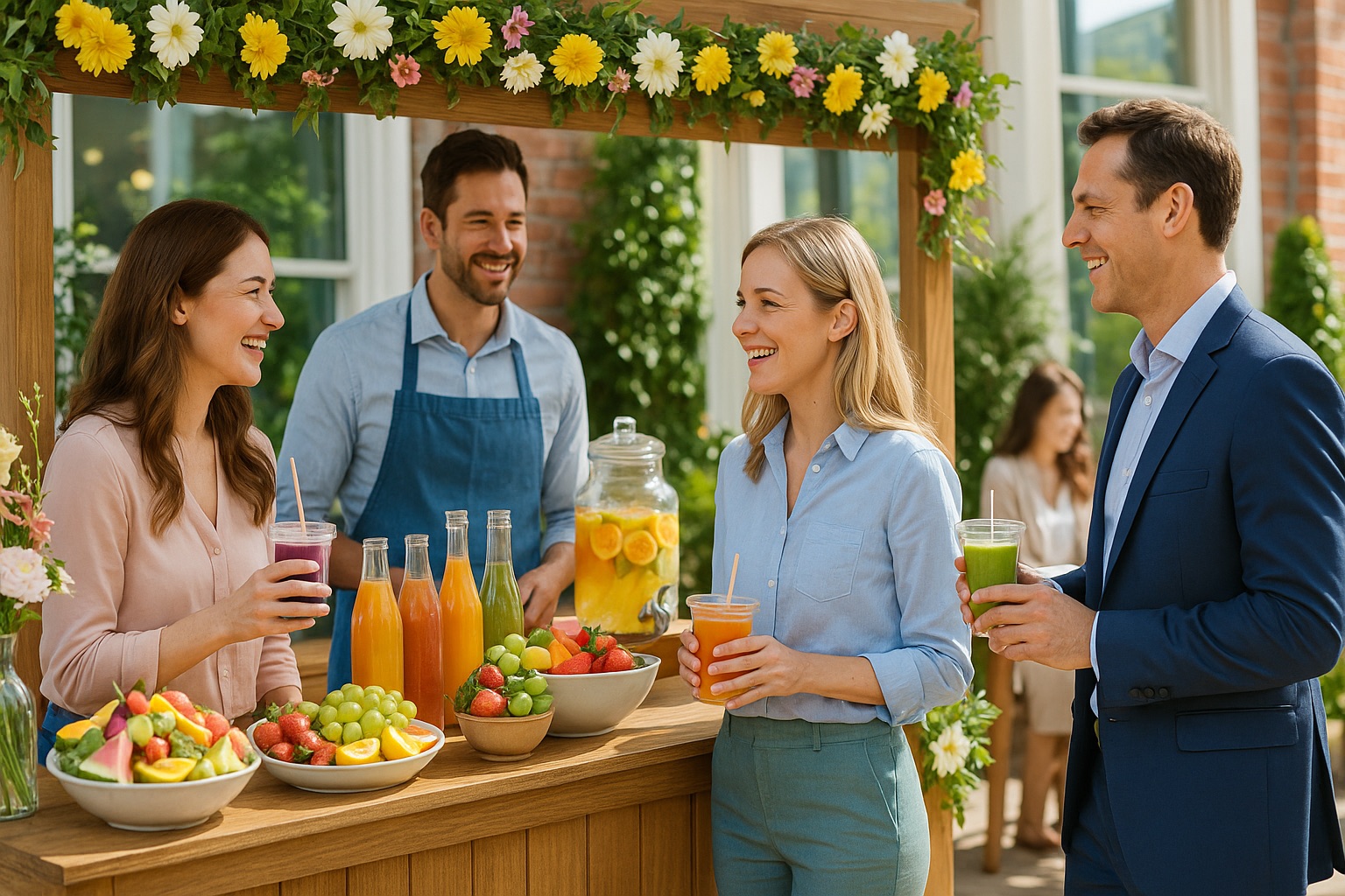 Animation saisonniere fetes printemps smoothie equipe entreprise client salon professionnel｜Veymont