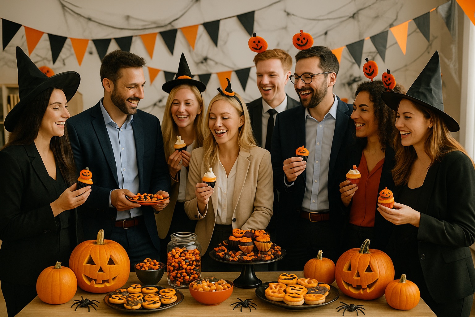 Animation saisonniere halloween cake citrouille equipe entreprise client salon professionnel｜Veymont