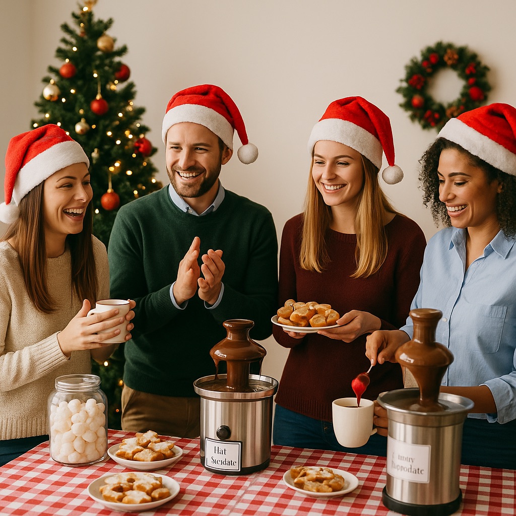 Animation saisonniere noel fetes fin annee chocolat equipe entreprise client salon professionnel｜Veymont