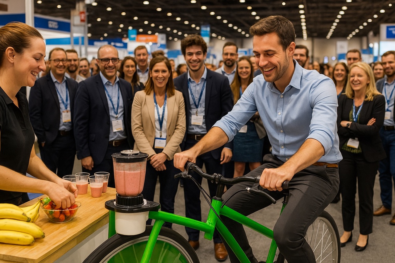 Animation velo smoothie reussie lors evenement salon professionnel｜Veymont