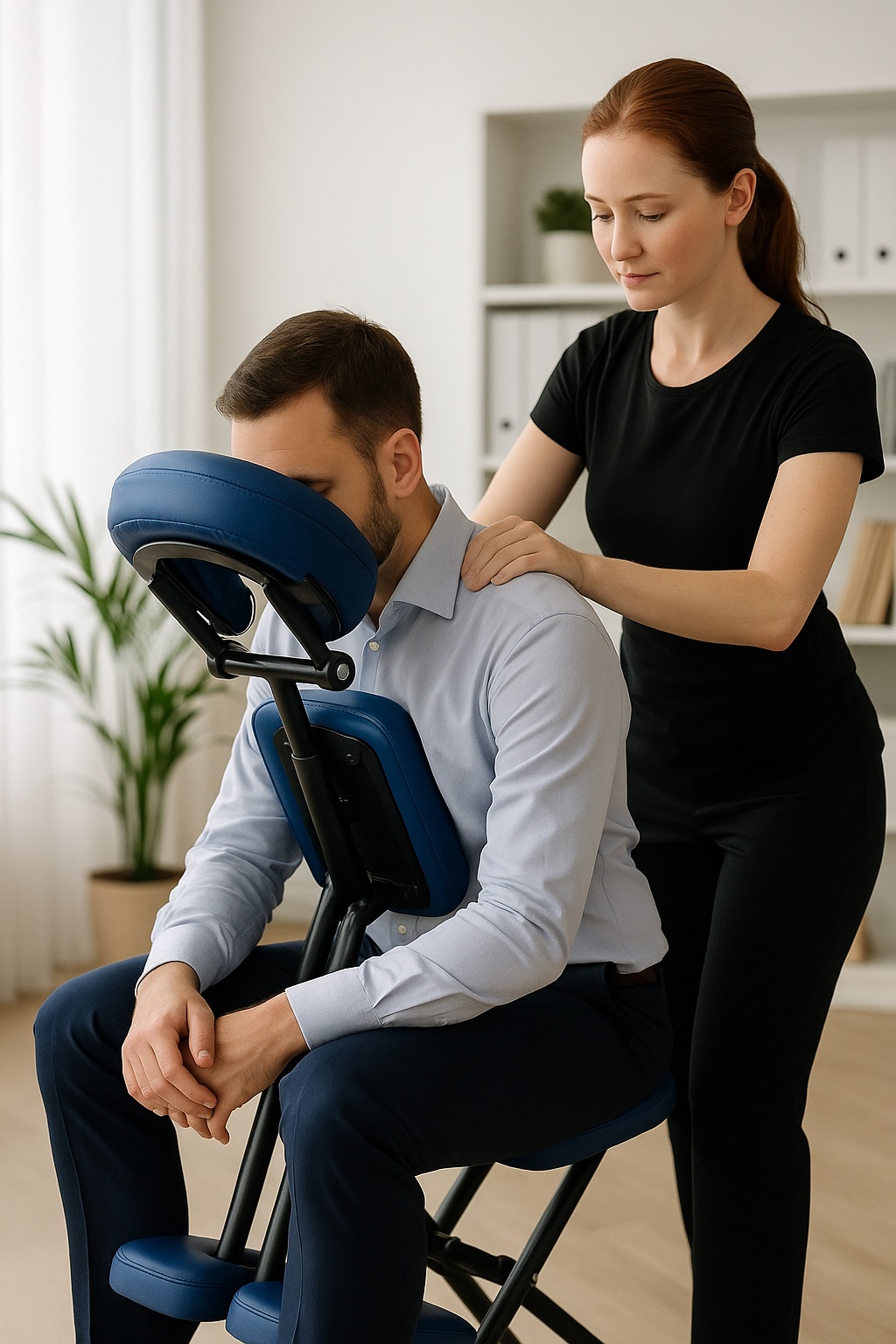 Animations massage assis en entreprise salons evenements animations bien etre QVT｜Veymont